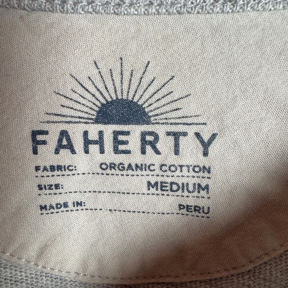 Faherty Organic Cotton Crewneck Pullover Sweatshirt Cropped Grey‎ Size Medium